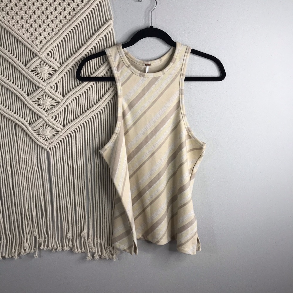 Free People Ivory Combo striped tank NWT Large